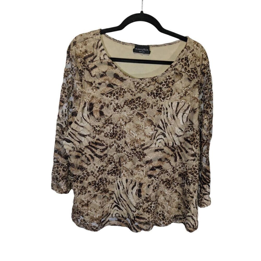 Brittany Black Top Animal Print Women"s 2XL